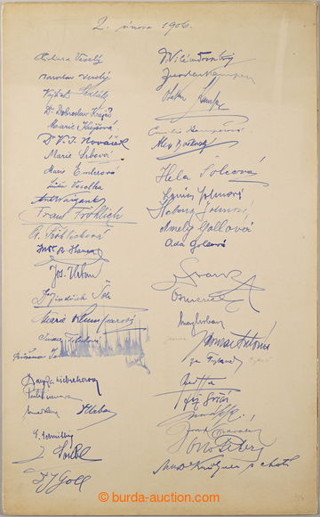 240408 - 1906 listina s mnoha podpisy, obsahuje řadu osobností tehd