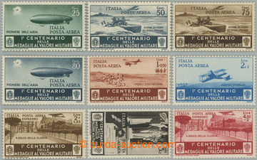 240489 - 1934 Sass.A74-A82, complete set of airmail stamps.; part min