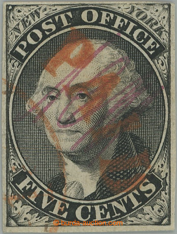 240555 - 1845 NEW YORK / poštmistrovské vydání Washington 5C, ini