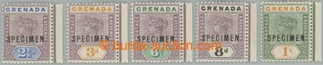 240591 - 1895 SG.51s-55s, Victoria 2½P-1Sh SPECIMEN; very fine margi