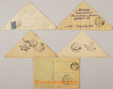 240634 - 1944 sestava 4ks šátečkových dopisů + 1x pohlednice PP,