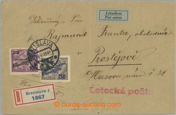 240652 - 1923 BRATISLAVA - PROSTĚJOV, R+Let-dopis zaslaný do Prost�