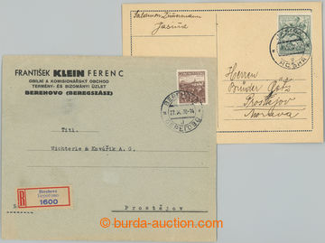 240661 - 1938 BEREHOVO + JASIŇA, firemní R-dopis zaslaný z Berehov
