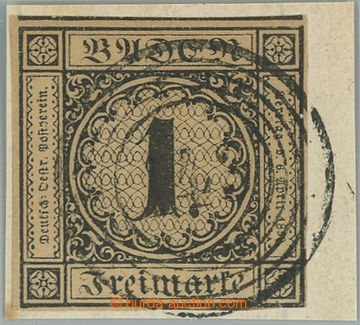 240836 - 1851 Mi.1a, Coat of arms 1 Kr black / brown-yellow sämisch,