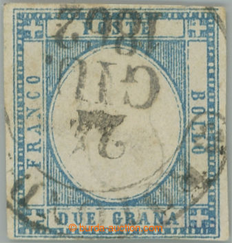 240849 - 1861 Sass.20f, Victor Emmanuel II. 2 Grana azzuro chiaro, pr
