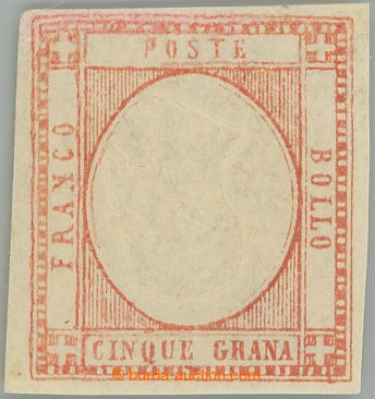 240850 - 1862 Sass.21h, Victor Emmanuel II. 5 Grana rosso carminio, p