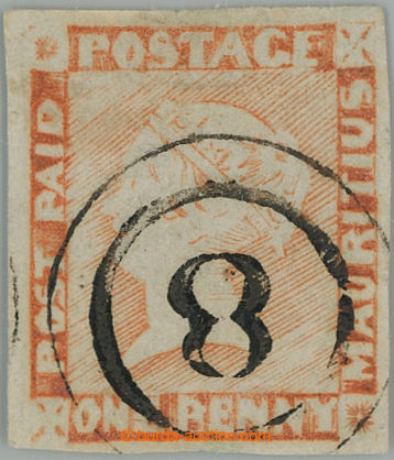 240854 - 1848-1859 SG.16, Červený Mauritius  POST PAID,  1P red / y