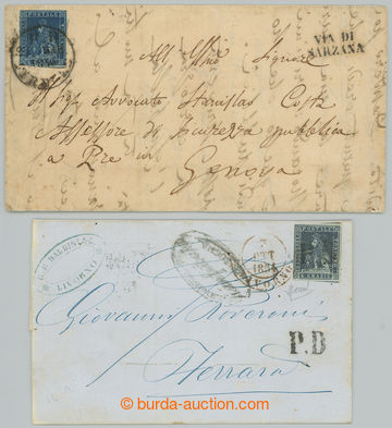 240868 - 1851 2 dopisy Sass.7, 7a, Heraldický lev 6Cr ardesia a inda