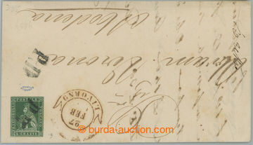 240869 - 1851 letter with Sass.6, Heraldic Lion 4Cr verde su grigio, 