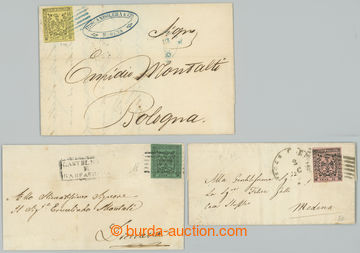240870 - 1852 3 letters with Sass.1-3, Coat of arms 5C-15C; very fine