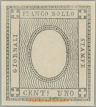 240883 - 1861 Sass.19h, CENT UNO grigio nero, printing error WITHOUT 