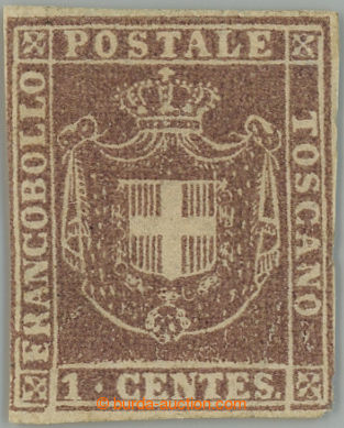 240952 - 1860 GOVERNO PROVVISORIO / Sass.17b, Znak 1C bruno lilla; ne
