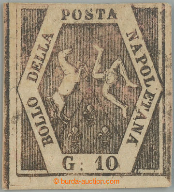 241011 - 1858 Sass.10, Znak 10Gr rosa brunonastro; neupotřebený exe
