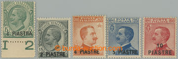 241014 - 1921 LEVANT / Sass.28-32, overprint 1Pi/5C - 10Pi/60C; mint 