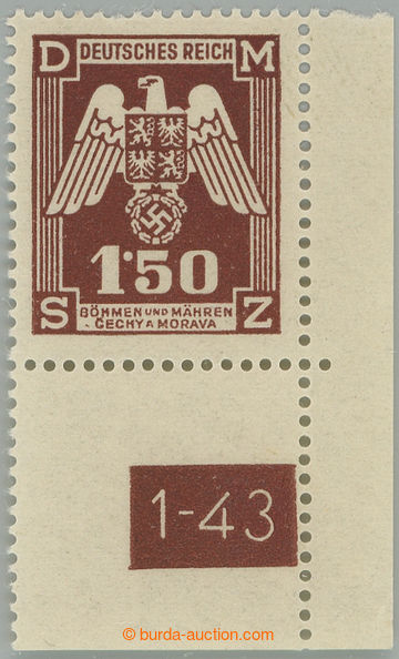 241039 - 1943 Pof.SL20, Služební II 1,50K hnědá, pravá dolní ro