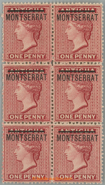 241041 - 1884-1885 SG.8cb, overprint Victoria 1P red, vertical block 