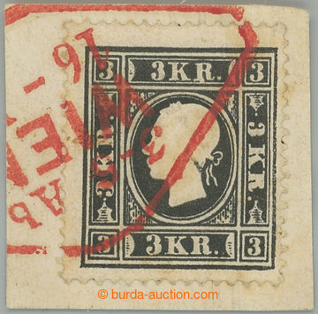 241218 - 1858 Ferch.11Ic, Franz Joseph I. 3 Kreuzer black, type Ic, o