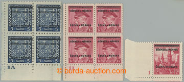 241259 - 1939 Pof.1, 10, 12 DČ, Znak 5h modrá - levý dolní rohov�