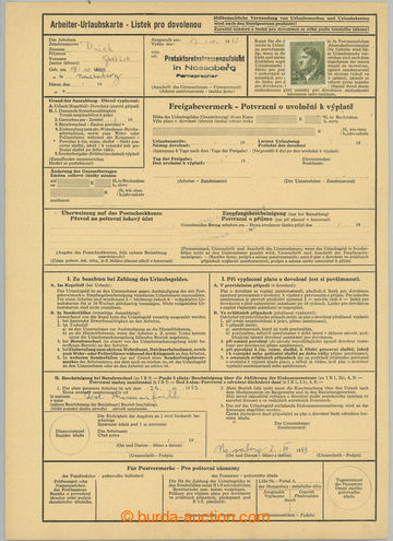 241275 - 1943 Lístek na dovolenou / formulář velikosti A4 s vylepe