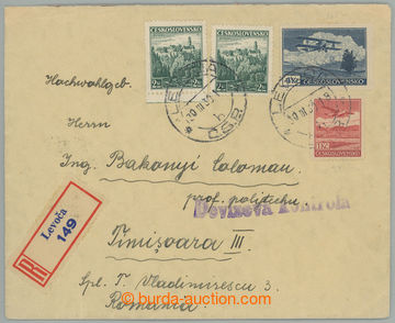 241278 - 1939 R-dopis adresovaný do Rumunska, vyfr. mj. čs. leteck