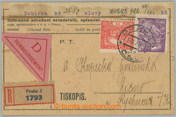 241312 - 1921 firemní R+Tiskopis+Dobírka, lístek zaslaný na dobí