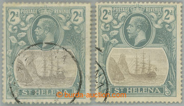 241376 - 1922-1937 SG.100b, 100c, George V. 2P, 2x used with plate va