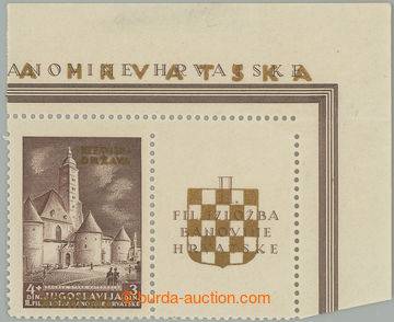 241422 - 1941 Mi.40E, Města 4+3Din se zlatým přetiskem Hrvatska, p