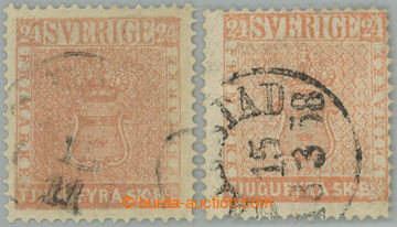 241490 - 1855 Mi.5a, b, Znak 24Sk cihlově červená a matně červen