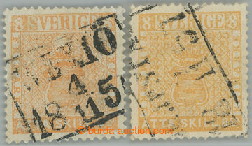 241491 - 1855 Mi.4a, b, Znak 8Sk oranžová a žlutá; bezvadná kval