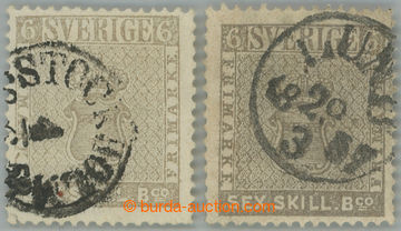 241492 - 1855 Mi.3a, b, Znak 6Sk šedá a šedohnědá; pěkné klasi