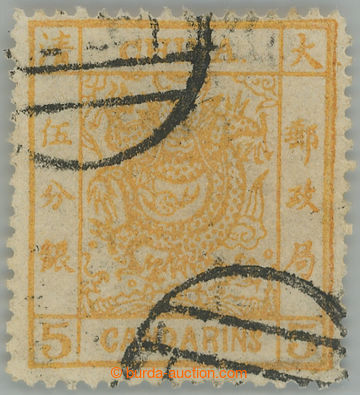 241507 - 1878 Mi.3I, Velký drak 5 Candarins oranžová, na tenkém p