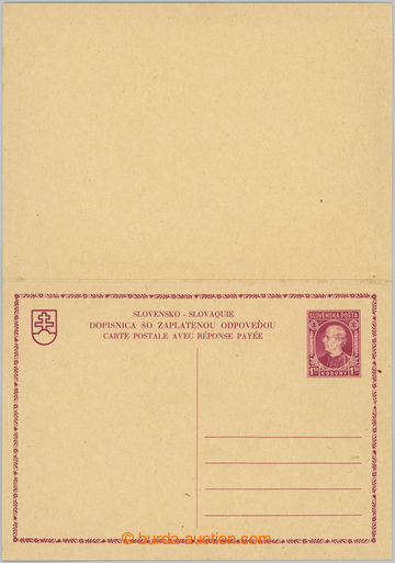 241608 - 1939 CDV7, dvojitá mezinárodní dopisnice Hlinka 1,50Ks č