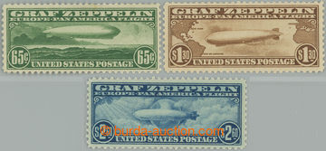 241630 - 1930 AIRMAIL STAMPS / Sc.C13-C15, Graf Zeppelin 65C, $1,30, 