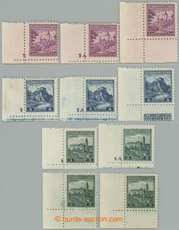 241706 - 1932 Pof.265-267 plate number, Castles 3,50 - 5CZK, complete
