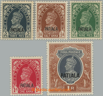 241833 - 1941-1946 SG.98-102, Jiří VI. 3p - 1Rs s přetiskem PATIAL
