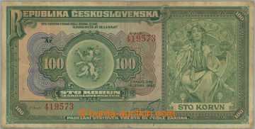 241863 - 1920 Ba.16b, 100CZK 1920, set Ar; on the reverse side nevýr
