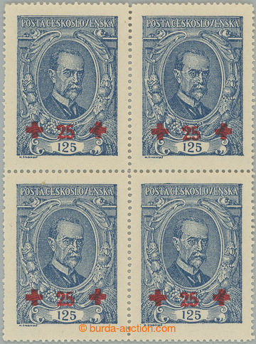 241874 -  Pof.172ST, T. G. Masaryk 125+25h blue, block of four with 2