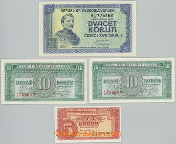 241914 - 1945 Ba.70-72, sestava 4 státovek: 5Kčs b.l. (1945), séri