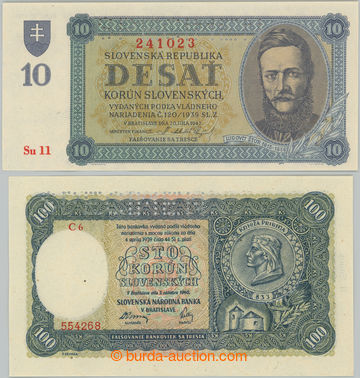 241952 - 1940, 1943 Ba.49a, 54b, sestava 2 bankovek: 100Ks 1940, II. 