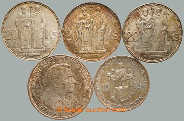 242078 - 1941-1944 SLOVAKIA 1939-1945 / comp. 5 pcs of Ag mincí: 50K