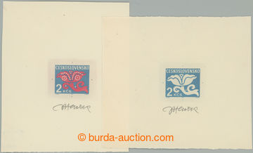 242264 - 1971 PLATE PROOF  Pof.D99, Flowers 2Kčs, comp. 2 pcs of pla