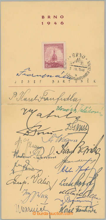 242336 - 1946 AUTOGRAPHS / menu card from opening philatelic exhibiti