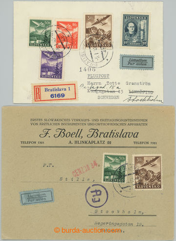 242449 - 1940, 1942 comp. of 2 airmail letters sent to Sweden, franke