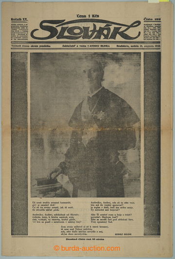 242492 - 1938 ČSR I. / noviny Slovák (ústřední tiskový orgán H
