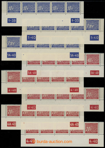 242551 - 1939 Pof.DL3-DL14 plate number, comp. 9 pcs of bottom 5-pás