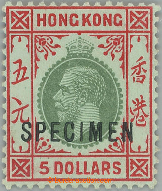 242591 - 1917 SG.115bs, Jiří V. $5 zelená / červená, papír modr