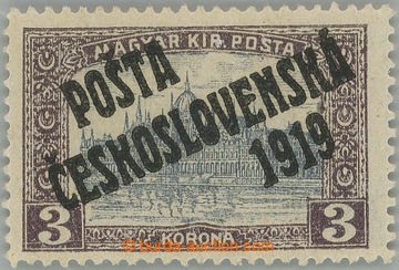 242642 -  Pof.116, 3 Koruna violet / grey, overprint I. type; lightly