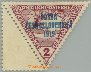 242654 -  Pof.55 blank coupon, Triangle 2h brown-red with unoverprint