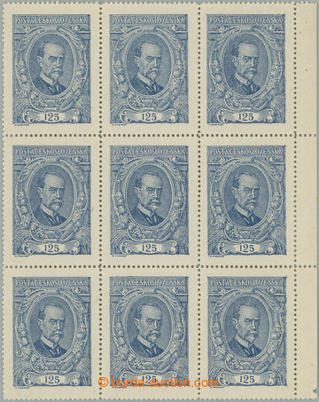 242665 -  Pof.140 ST, 125h blue, R marginal blk-of-9, 4x stamp. II. t