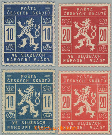 242707 - 1918 Pof.SK1-2 + SK1a-2a, 10h modrá a 20h červená + 10h s